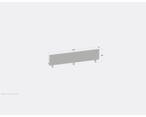 Heizkörper mit den Maßen 2200x500x80 Millimeter.
