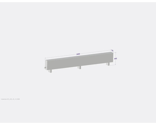 Abbildung eines Beton L-Steins mit den Maßen 2400 x 400 x 130 Millimeter.