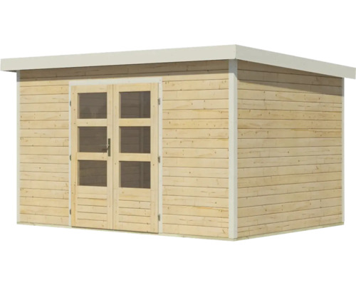 Holzgartenhaus mit Doppeltür und Fenstern