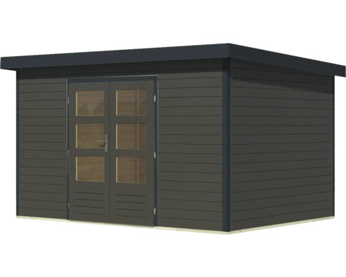 Holzgartenhaus mit Doppeltür und Fenstern