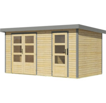 Gartenhaus Karibu Merkuras A Metall graualuminium 431,5 x 235 cm natur
