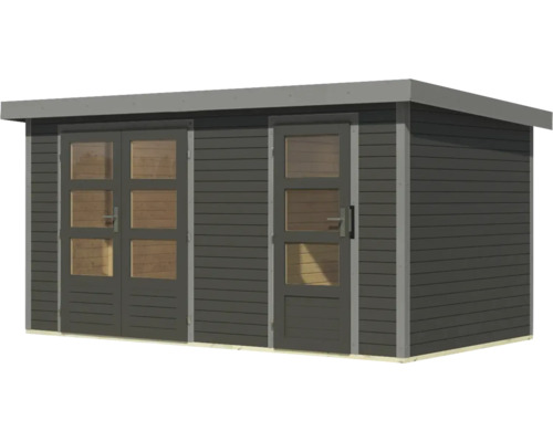 Gartenhaus mit Doppeltür und Einzeltür mit Fenstern