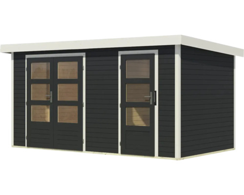 Gartenhaus aus Holz mit Fenster in den Türen