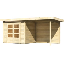 Gartenhaus Karibu Skandi 2 inkl. Anbaudach mit Rückwand 2,35 m 492 x 232 cm natur