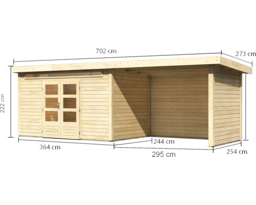 Holzgartenhaus mit Abmessungen