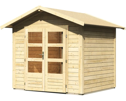 Holzgartenhaus mit Doppeltür und Fenstern