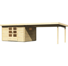 Gartenhaus Karibu Tossens 4 inkl. Anbaudach 4,4 m 714,5 x 333 cm natur