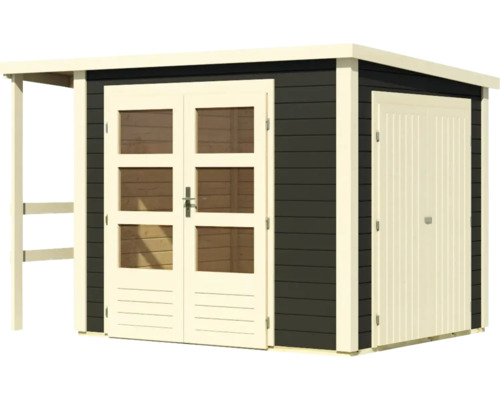 Gartenhaus mit Doppeltür und Anbau