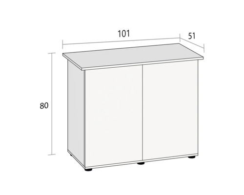 Schrank mit zwei Türen und Maßangaben