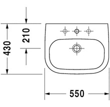 Technische Zeichnung eines Waschbeckens mit den Maßen 430, 210 und 550 Millimeter.