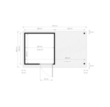 Grundriss eines Gartenhauses mit Abmessungen