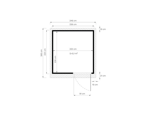 Grundrisszeichnung mit Abmessungen