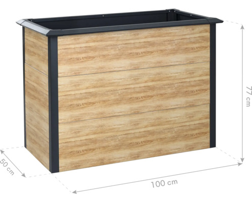 Holzoptik Pflanzkasten mit den Maßen 100 x 50 x 77 cm