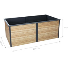 Hochbeet mit den Maßen 200 cm Länge, 100 cm Breite und 77 cm Höhe.