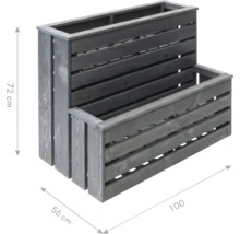 Gestufte Pflanzkiste aus Holz, 72 cm hoch, 56 cm breit und 100 cm lang