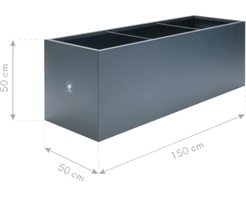 Rechteckiger Pflanzkasten mit den Maßen 50 cm x 50 cm x 150 cm