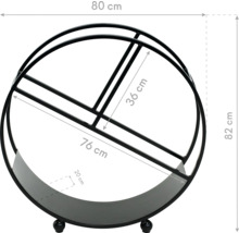 Runder Kaminholzständer mit den Maßen 80 x 82 x 20 Zentimeter