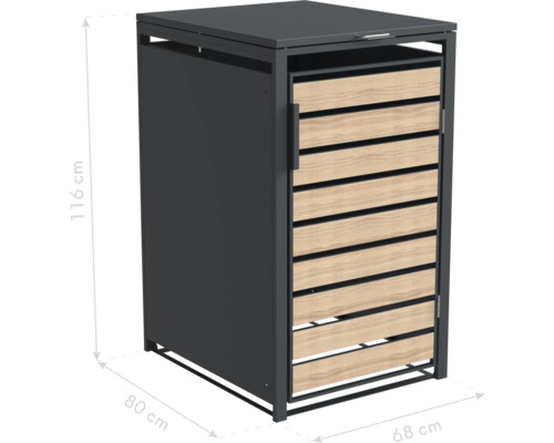 Mülltonnenbox mit Holzverkleidung, Abmessungen 116 x 80 x 68 cm