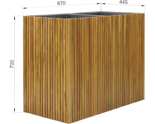 Holz-Pflanzkasten mit den Maßen 870 x 445 x 700 mm
