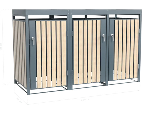 Mülltonnenbox für drei Mülltonnen mit Holzverkleidung