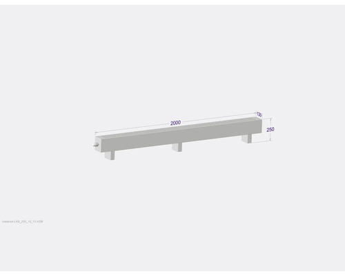Betonbord mit den Maßen 2000 x 130 x 250 Millimeter