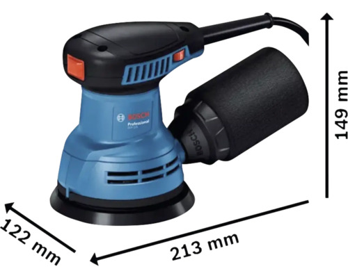 Bosch Exzenterschleifer mit den Massen 122 mm, 149 mm und 213 mm
