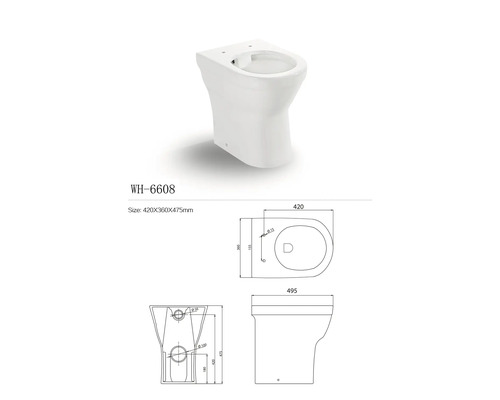 Stand-WC aus Keramik mit Maßangaben