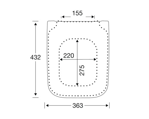 Technische Zeichnung Toilettensitz mit Maßangaben