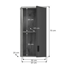 Hochschrank mit den Maßen 75 x 37 x 25 cm