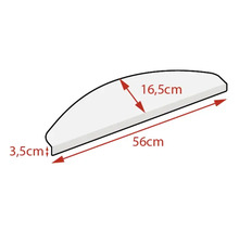 Produktzeichnung mit den Maßen 56 cm Länge, 16,5 cm Breite und 3,5 cm Höhe