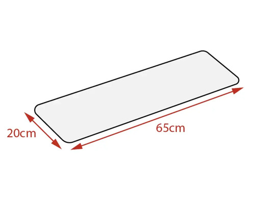 Illustration einer Matte mit den Maßen 20 mal 65 Zentimeter