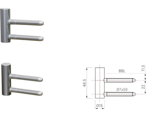 Metall Doppelrohrverbinder mit Maßangaben