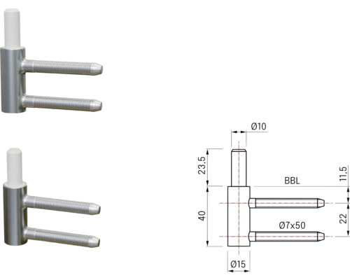 Doppeltorband mit technischer Zeichnung