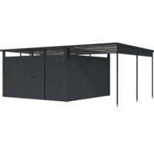 Gartenhaus Karibu Nosten 4 inkl. Anbaudach 2,25 m 614,5 x 355 cm anthrazit