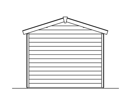 Illustration eines Gartenhauses mit Satteldach und horizontaler Holzverkleidung