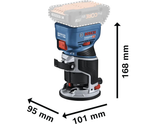 Bosch Professional GKF 18V-8 Akku Oberfräse mit Abmessungen