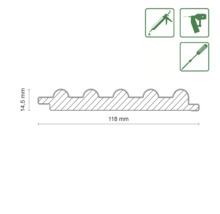 Profilbrett Querschnitt mit Abmessungen