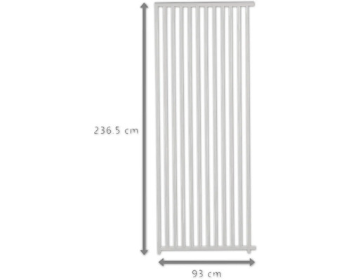 Illustration eines Schutzgitters mit den Maßen 236,5 cm Höhe und 93 cm Breite.