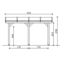 Technische Zeichnung eines Carports mit Maßangaben