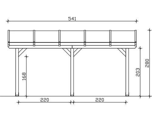 Technische Zeichnung einer Holzterrasse mit Maßangaben