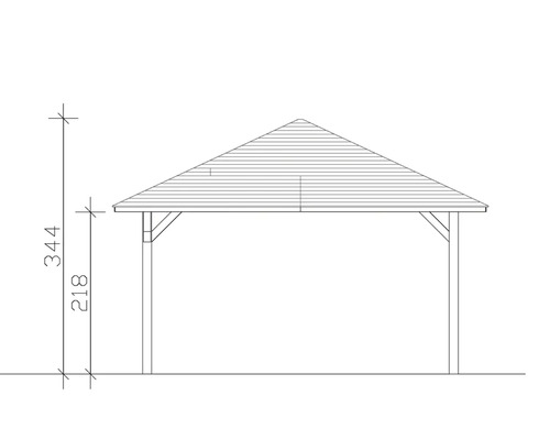 Zeichnung eines Pavillons mit Höhenangabe