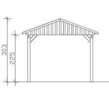 Einzelcarport SKAN HOLZ Fichtelberg inkl. Pfostenanker, rote Dachschindeln 317 x 808 cm anthrazit