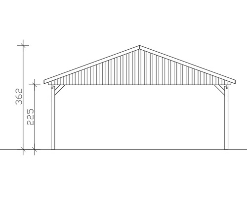 Technische Zeichnung eines Carports mit Höhenangaben
