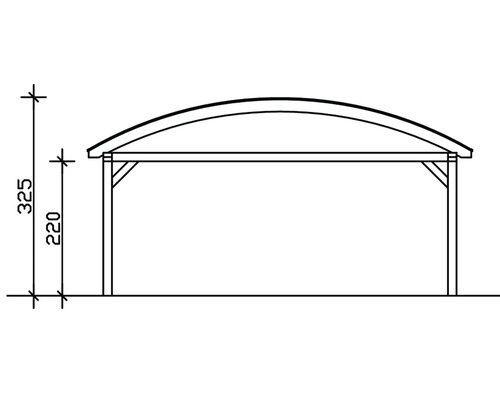 Technische Zeichnung eines Carports mit Maßangaben 325 und 220.