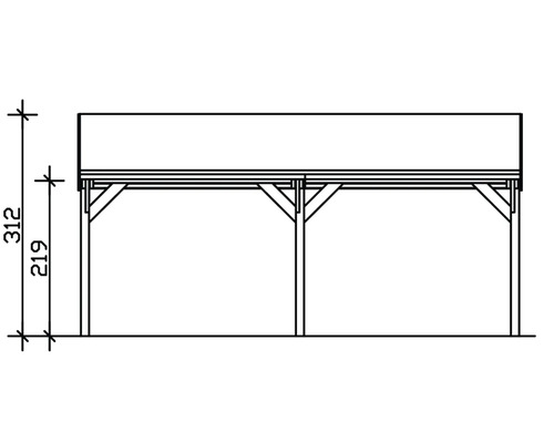 Technische Zeichnung eines Pavillons mit Höhenangaben