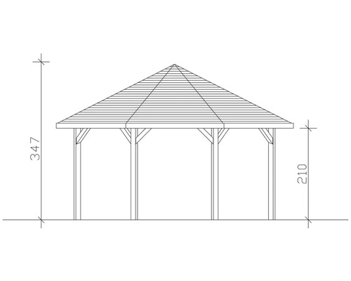 Zeichnung eines Pavillons mit Maßangaben