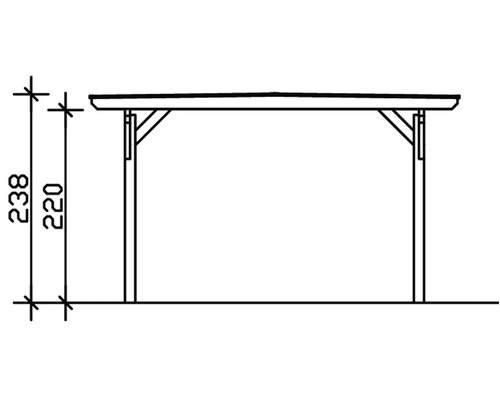 Technische Zeichnung einer Holzpergola mit Höhenangabe