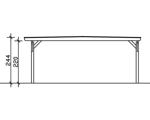 Technische Zeichnung eines Carports mit Höhenangabe