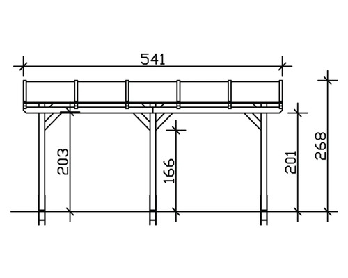Technische Zeichnung eines Holzprodukts mit Maßangaben in Zentimetern