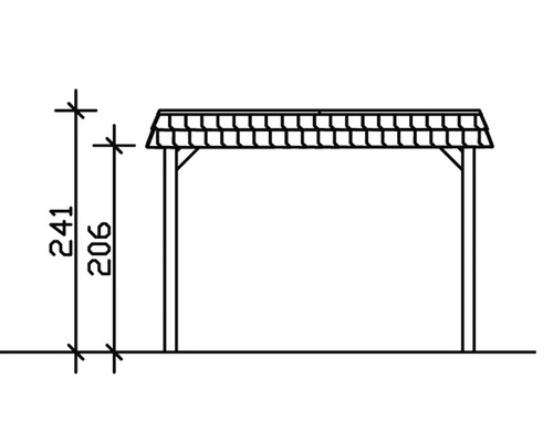 Skizze eines Carports mit Maßangaben